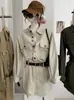 Vestido KEKEZOON de manga comprida com gola lapela, design patchwork, cinto e detalhes de bolso, em estilo workwear, adequado para usar no outono, 8849