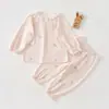 Conjunto de Duas Peças para Bebê Primavera e Outono Classe A Algodão Puro Confortável Fino Manga Longa Calça Longa