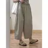 Pantalones Vintage de Pierna Ancha de Nueve Puntos para Mujer, Primavera y Verano, Pantalones Balloon Sueltos de Tallas Grandes, Pantalones Finos de Abuela, Pantalones Harem Casuales