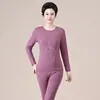 Conjunto de ropa interior térmica de fuente directa para otoño e invierno para mujeres de mediana edad y mayores, forrado de polar, talla grande, ropa interior térmica catiónica para madres mayores, entrega en invierno