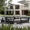 Sofá de Exterior para Patio Casa Jardín al Aire Libre Moda Ocio Combinación de Sofás Acero Inoxidable Exterior Impermeable Protección Solar