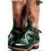 Nuevas botas Martin de estilo europeo y americano para otoño, con cremallera lateral, color liso, para hombre, tacón cuadrado de metal negro, de moda para invierno, punta redonda