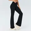 Calça de yoga flare de cintura alta transfronteiriça para mulheres, cintura traseira em V, levanta bumbum, levemente flare, com caimento, elástica, modeladora, calça de perna larga