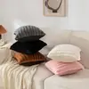 Nova Almofada de Pelúcia Imitação de Coelho com Listras Verticais Coloridas Capa de Almofada Listrada Simples para Sofá Quarto Suporte Lombar Venda por Atacado