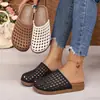 Pantuflas Planas de Tallas Grandes para Mujer Transfronterizas 2026 Sandalias de Playa Transpirables para Exteriores Tejidas Huecas de Verano Slip-on