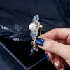 Verano Nuevo Fresco Mori Broche de Flor Azul Exquisito Diseño Simple Accesorios para Falda Camisa Pin Ramillete