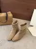 Primer Encuentro Ji Estilo Retro Botines Ajustados de Gamuza para Mujer 2026 Otoño/Invierno Aumento Oculto de Altura Punta Cuadrada Botines Cortos Para Personas Bajas Botas Martin