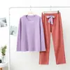 Conjunto de Pijama De Rong Outono e Inverno para Mulheres, Solto Color Block Lã Dupla Face Quente Tamanho Plus Casual Tendência Roupa de Casa