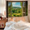 Tapiz para alféizar de ventana de paisaje tela de pared atardecer dormitorio renovación de dormitorio universitario decoración de atmósfera de pared creativa tela de fondo