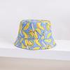 Chapéu de Pescador de Banana Transfronteiriço Feminino de Verão com Proteção Solar Chapéu Balde Masculino Estilo Coreano Estampado com Frutas Usável dos Dois Lados Versátil