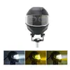 Luz para Motocicleta Externa Casco Doble Foco Rayado Marca de Agua Carcasa Lente Blanca y Amarilla Foco Foco para Vehículo Eléctrico