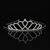 Tiara de princesa coreana com strass e diamantes, acessório de cabelo em liga metálica, em formato de coração, ideal para apresentações e aniversários infantis.