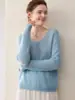 Suéter de una pieza de cachemira pura, suave y liso, sin costuras, para mujer, cuello en V, holgado, nueva base de punto para otoño e invierno 2025