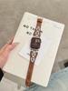 Adequado para Apple Watch iWatch 12ª Geração 11/10, Anel Metálico em Forma de D de Nicho Pulseira de Couro Italiano