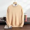 Nova coleção outono e inverno: suéter masculino de cashmere, cor sólida, gola alta discreta, macio e confortável, versátil, feito de cashmere de cabra