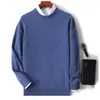 Suéter de Lã com Gola Redonda Casual Masculino Bai Cai Rong Malha Quente Ajustado Camada Base Malha Outono Inverno Versátil Profissional