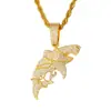 Accesorios de Colgante de Tiburón Hip-Hop Transfronterizo Europeo y Americano Full Diamante Punk de Moda Rap Collar Largo Joyería Personalizada Venta al por Mayor