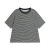 Camiseta básica Pudding Haru para niños (2025), nueva camiseta de manga corta con cuello redondo y rayas para niñas, top infantil combinable.
