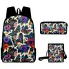 2025 Nuevo Producto Transfronterizo Elemento Mariposa Impresión Digital 3D Mochila Bolsa Escolar Mochila Bolso Cruzado Estuche Lápices DIY