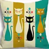 Fronha de Almofada para Gatinho Amazon Cross-Border Capa de Almofada de Linho com Estampa de Animal de Estimação Fofo para Mesinha de Cabeceira e Sala de Estar