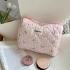 Bolsa de Cosméticos de Alto Valor Ins de Grande Capacidade Xadrez com Laço Portátil para Viagem Bolsa de Armazenamento para Cuidados com a Pele Bolsa de Lavar