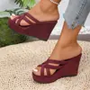 Transfronterizo 2025 Verano Nuevo Europeo y Americano Exportación Talla Grande Corte de Boca de Pez Plataforma Cuña Tacón Grueso Chanclas para Mujer
