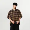 Camisas Retro a Cuadros de Manga Corta para Hombre y Mujer Verano Tendencia Adolescentes Cleanfit Holgadas Casuales Camisas y Chaquetas