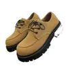 Sapatos Khaki para Homens com Biqueira Grande, Novidades para o Início da Primavera, Sapatos Derby Americanos Retrô de Sola Grossa para Aumentar a Altura, Botas Martin Fashion de Cano Baixo