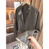 Outono 2025 Novo Design Nicho Listrado Costura Casual Jaqueta de Couro Top Tendência