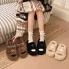 Novas Chinelos de Pelúcia com Solado Grosso e Dedos Abertos para Mulheres Outono/Inverno 2026, Chinelos Casuais Modernos e Versáteis
