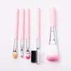 Set de 5 Brochas de Maquillaje con Estuche de PVC, Brocha para Rubor, Brocha para Sombras de Ojos, Herramientas de Belleza, Set de Brochas de Maquillaje Portátil