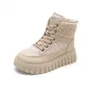 ZY12281 Botas de Nieve de Invierno con Felpa Adicional Estilo Coreano Versátiles Suela Gruesa Calzado de Algodón Engrosado Cálido Botas Martin Casuales de Caña Alta