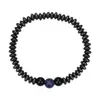 Pulseira Masculina Europeia e Americana Transfronteiriça Cool Combinação de Pedra Mapa de Obsidiana Pedra Fosca Conjunto de Pulseiras de Contas Masculinas Pulseira