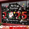 Pegatinas Estáticas de Papá Noel y Árbol de Navidad para Ventanas, Pegatinas para Puertas de Vidrio, Calcomanías para Ventanas, Decoraciones Navideñas, Montaje de Escena