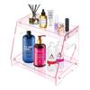 Estante de almacenamiento para encimera de baño de 2 capas de color rosa, bandeja de acrílico, tocador, encimera para el cuidado de la piel, caja de almacenamiento para lavabo, perfume