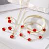 Conjunto de collar y pulsera con cinco pétalos de flor de la suerte y trébol de cinco hojas, cinco piezas, pendientes de alta gama para mujer, joyería ligera de lujo.