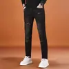 Nova coleção outono/inverno 2026: calças jeans masculinas de corte slim, perna reta, estilo coreano, modernas, versáteis e elásticas, de comprimento longo