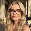 Nuevas Gafas de Estilo Europeo y Americano, Personalidad, Bloques de Color, Modernas, Ojo de Gato, Sin Graduación, con Protección contra Luz Azul, Monturas Lisas, Monturas de Gafas Simples Transfronterizas