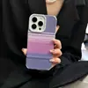 Funda de Teléfono Botón Electroplateado Rayas Degradadas de Cuero Adecuada para iPhone 16 Pro Max/15/14/17 Protección