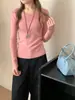 Suéter Base Tricotado Liso de Gola Redonda Elegante Versátil Slim Fit Novo Outono/Inverno 2026 para Mulheres