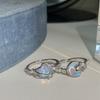 Anillo Estrella Luna Azul Glaciar para Mujer Sentido Fresco Diseño de Nicho Sentido Avanzado Anillo para el Dedo Anillo Abierto Ajustable
