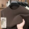 Suéter masculino de alta qualidade com gola redonda, mistura de lã antibacteriana 10A, espessado para outono e inverno, tricô torcido, casual e quente