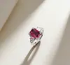 Anillo de Plata S925 con Rubí Sangre de Paloma, Anillo con Gema de Corte Esmeralda, Anillo de Lujo Ligero de Gama Alta para Mujer