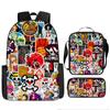 Mochila Transfronteriza Nueva Llorido Nocturno de Navidad Halloween Mochila de Poliéster Mochila de Estudiante Bolso Bandolera Set de Tres Piezas