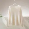 Novo Estilo de Outono Início Gola Redonda Pulôver Lã Escovada Cashmere Tricô Suéter para Mulheres, Top Básico Solto e Versátil
