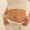 Europa e Estados Unidos joias transfronteiriças personalidade zircônia piercing de umbigo corrente corporal corrente de franja de pérola sintética BodyChain