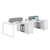 Juego de Escritorio y Silla para Estación de Trabajo de Empleado, Muebles de Oficina Modernos Minimalistas, Escritorio de Oficina con Divisiones para Cuatro Personas con Enchufe