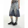 Jeans de pierna ancha cropped decorativos estampados en caliente de nuevo estilo para verano para hombres y mujeres, shorts casuales rectos holgados estilo americano