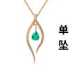 Colgante de esmeralda en forma de gota al por mayor de fábrica, nuevo collar para mujer con costuras de diamantes completos, cadena de clavícula con costuras de esmeralda