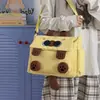 Bolso cruzado para mujer, Bolso de hombro de estilo coreano con caricaturas, Gran capacidad, Moderno, para niñas y estudiantes, Para llevar libros, Bolso de mano, Tendencia